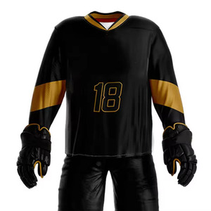 Conjuntos de uniformes de hockey sobre hielo de calidad superior para hombres adultos 100% poliéster transpirable de secado rápido con nombre de equipo personalizado y marca - Product Image 3