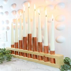 Menorah antique en bois de pin massif rustique à sept branches, chandelier pour temple religieux, décoration de la maison, table rituelle - Product Image 3