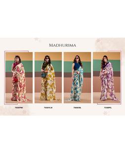 Colección de Saris de Seda Satén con Estampado Floral, Estilo Étnico Indio, con Blusa de Seda Natural Completamente Cosida para Fiestas - Product Image 1