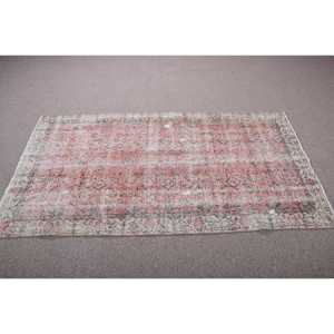 Vintage Eco Friendly Turkish <b>Wool</b> Rug 35x6.4 ft <b>Red</b> Blue Patchwork Design with Latex Backing - Product Image 3