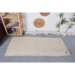 Alfombra rústica de yute de lana Beige, gran área de 24x55 pies, tejido plano, respaldo de látex, patrón de retazos para adolescentes para pasillo, habitación rectangular - Product Image 1
