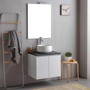 60cm <b>White</b> Bathroom Cabinet with Anthracite Top and 60x80 Bali <b>Mirror</b> Bathroom Sets - Product Image 1