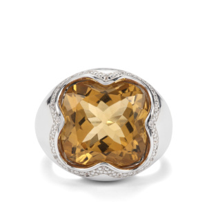 Bague Diamantina Citrine 12,83 carats en argent sterling avec zircon blanc plaqué or 18 carats, bijoux incrustés tendance - Product Image 2