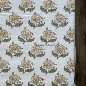 Sanganeri indien fait à la main bloc de draps imprimés ensembles de literie drap de lit avec taie d'oreiller - Product Image 3