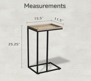 Home Craft Exports C Mesa auxiliar para sofá, sofá para aperitivos, mesita de noche con bandeja con patrón de ratán desgastado de metal, negro - Product Image 3
