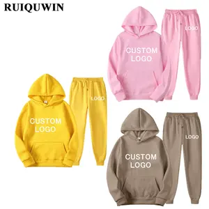 RUIQUWIN Logotipo Personalizado Tricô Design Unisex Track Suit Sportswear Homens Joggers Ternos Set Sweatpants Hoodie Set
