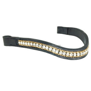 Brida de Cuero de Alta Calidad para Caballo con Banda Frontal de Cristal AB de 10mm, Color y Logotipo Personalizados, Marca Adams International - Product Image 4