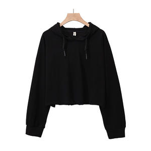 Wholesale Private Label Sexy Off Shoulder Women's Workout Crop <b>Top</b> Hoodie Cotton Fleece Athletic <b>Long</b> <b>Sleeve</b> Cropped Sweatshirt - Product Image 5