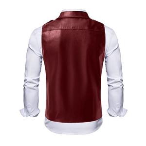 Gilets en cuir PU pour hommes gilet à fermeture éclair à la mode solide col rabattu Moto Biker vestes sans manches gilet en cuir décontracté pour hommes - Product Image 2