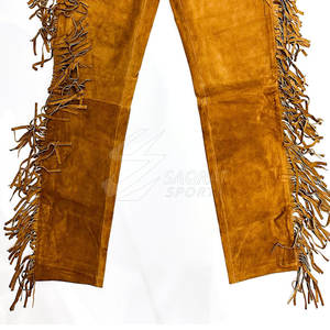 Pantalons pour hommes en cuir suédé à franges lavées Offre Spéciale fabriqués en usine en gros Pantalons en cuir suédé à franges de la meilleure qualité - Product Image 3