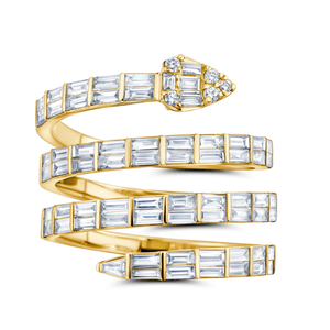 Baguette de diamante cultivado en laboratorio de 5 quilates de diseño personalizado y anillo de compromiso en espiral de forma redonda en oro sólido de 14 quilates para mujer joyería fina - Product Image 2