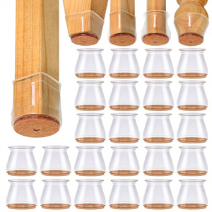Fundas redondas transparentes de silicona para patas de silla con base de fieltro, almohadillas antiarañazos para protección de mesas y sillas - Product Image 1
