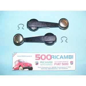 Maniglie Interne Nere Cromate in Alluminio per FIAT 500 D F L R 126 1 Serie, Coppia - Product Image 1