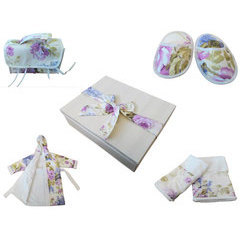Baby meisjes 100% katoenen layette kledingset - Lila rozen design lente seizoen - Product Image 1