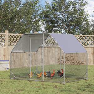 PawHut Chicken Run avec couvercle pour 4-6 poulets en acier, 280x190x195 cm - Product Image 2