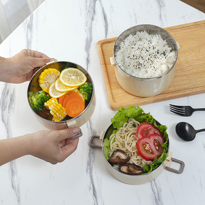 Nhà Máy Bán Hàng Trực Tiếp Thép Không Gỉ Đa-Hai Lớp Hộp Ăn Trưa Công Suất Lớn Cầm Tay Bento Hộp Sinh Viên Trường Bento Hộp Cơm Bát - Product Image 3