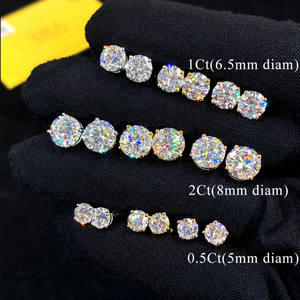 Lab Created CVD Diamond Stud <b>Earrings</b> Classic IGI Round Cut Solitaire Screw <b>Back</b> 0.3CT 0.5CT 1CT 14K 18K Classic Stud <b>Earrings</b> - Product Image 3