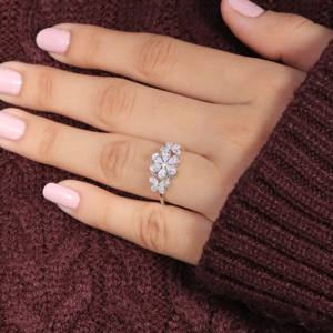 Bague d'éternité de fiançailles et de mariage en argent sterling 925 plaqué or 14 carats avec perle de 0,97 carat taille poire marquise, conçue sur mesure - Product Image 3