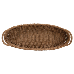 Plateau de service en jonc de mer inspiré de la nature avec poignées Plateau de petit-déjeuner ovale en jonc de mer sélectionné - Product Image 5