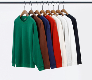 Sweat-shirt unisexe vert à col rond, coupe ample, en coton tricoté, couleur unie, sweats à capuche et sweat-shirts pour hommes - Product Image 6