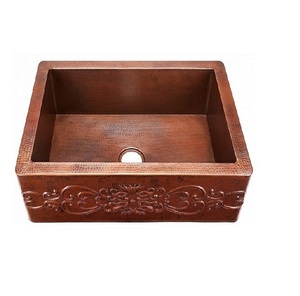 Lavabo rond en cuivre antique gaufré à la main pour fabricant de salle de bain en Inde - Product Image 1
