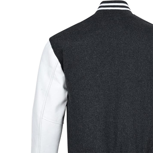 Veste universitaire pour homme, noire et blanche, à boutons, style baseball, veste décontractée, streetwear, vêtement d'extérieur, veste bomber universitaire - Product Image 5