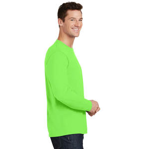 T-shirt à manches longues uni pour homme adulte, vert fluo, t-shirt à manches longues de performance - Product Image 3