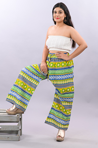 Pantalon en coton imprimé à motif personnalisé Pantalon de survêtement taille haute à jambes larges pour femmes Pantalon sarouel en coton fait main pour femmes - Product Image 2