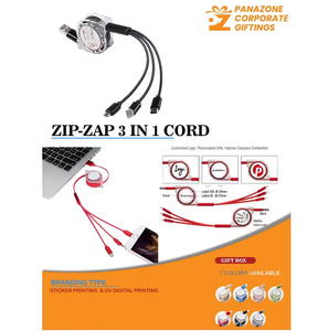 Câble de charge 3 en 1 Zip Zap avec prise en charge Type C et Micro USB, câble de données de charge rapide pour plusieurs appareils - Product Image 3