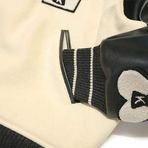 Sweat-shirt de sport unisexe à manches longues conçu en usine sur mesure Varsity Jacket Style Casual Leather Canvas Wholesale Letter - Product Image 4