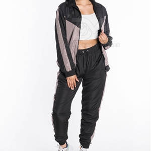 Vente en gros Ensemble coupe-vent décontracté deux pièces grande taille Streetwear pleine longueur pour l'hiver Motif solide - Product Image 2