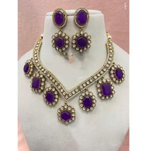 Qualité supérieure Moissanite Diamant Look Or Plaqué Ensemble de Bijoux Élégant Collier Boucles D'oreilles Ensemble Élégant En Laiton Cadeau De Mariage - Product Image 1