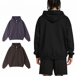 เสื้อฮู้ดดี้แบบสวมหัว ยูนิเซ็กซ์ คุณภาพสูง ผ้าฝ้าย 100% ซักแล้ว ระบายอากาศได้ดี มีซิป แขนยาว ทรงโอเวอร์ไซส์ สไตล์ลำลอง มีเชือกผูก สำหรับฤดูหนาว น้ำหนัก 440 กรัม - Product Image 2