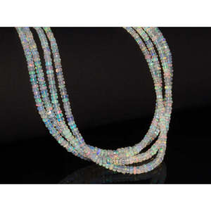 Opale de feu éthiopienne 100% naturelle, perle facettée en forme de rondelle, cristal brillant et éclatant en vrac, provenant d'Éthiopie - Product Image 1