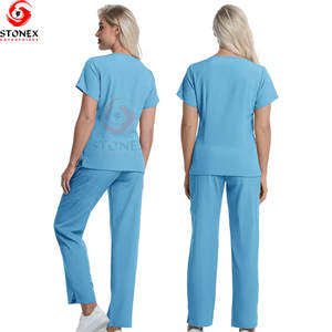 Uniformes Médicos de Mujer, Estilo Nuevo, Conjuntos de Uniformes Modernos y Elegantes, Venta al por Mayor, Personalizados, de Alta Calidad, Tejidos, Uniformes de Enfermera de Manga Corta - Product Image 2