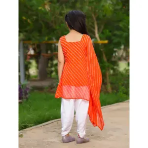 ชุดคาฟตันผ้าชีฟองสีส้มแบบด้านเดียวสำหรับผู้หญิง - Product Image 1