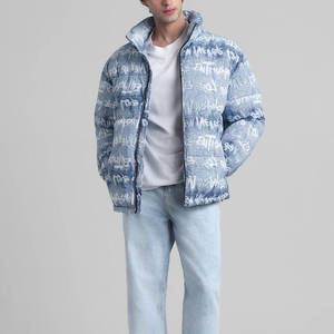 Blouson matelassé bleu à capuche pour homme, rembourrage chaud, vêtement d'extérieur d'hiver isolé, fermeture éclair élégante, streetwear décontracté - Product Image 5