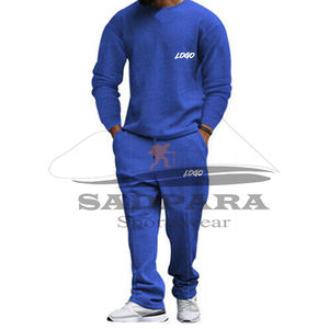 Alta calidad moda hombres sudor traje algodón polar dos piezas entrenamiento Jogger chándal con cuello redondo sudadera diseño personalizado - Product Image 1