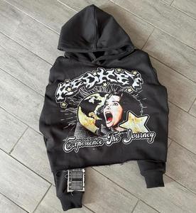 Sweat à capuche 100% coton pour hommes, polaire d'hiver avec ourlet brut et motif de lettres, meilleures ventes, Offre Spéciale en taille XS - Product Image 1