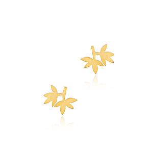 Boucles d'oreilles en or 22 carats de style vintage design feuille unie boucles d'oreilles en argent sterling 925 faites à la main turques - Product Image 3