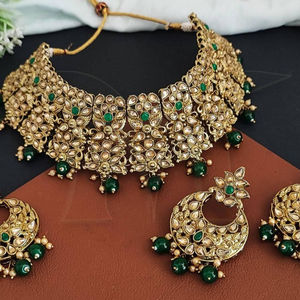 Mehendi – ensemble de bijoux de soirée de styliste, beaux bijoux anciens, ensemble de colliers ras du cou épais - Product Image 1