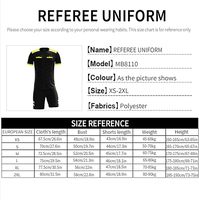 Ensemble de maillot et short d'arbitre de football unisexe, uniforme d'arbitre professionnel, manches courtes, spandex/coton, séchage rapide, respirant, couleurs et logo personnalisés