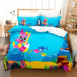 Комплект постельного белья с мягкой акулой для детей, пододеяльник с принтом на заказ, 2 Наволочки, без одеяла, милый