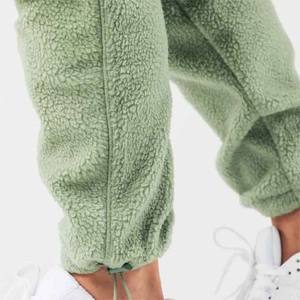 OEM Custom Manufacture Winter Half Zip <b>Sherpa</b> Trousers Baggy Pant Fleece Cheep Price for men's pants straight curved striped - Product Image 5