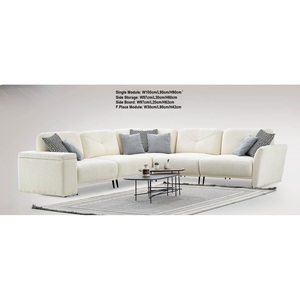 Juego de Sofás Esquineros Tetra Modernos de Estilo Europeo con Módulo de Chimenea Acolchado Ajustable en Tela para Sala de Estar, Muebles para el Hogar - Product Image 2