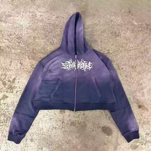 Custom Vintage Oversized Men Acid Wash Sun Faded Zip up Hoodie DTG Impresión Sudaderas con capucha para hombre - Product Image 5