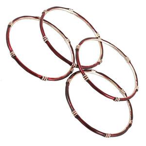 Kriaa Juego de 4 Brazaletes de Moda Maroon Gold Plated Bangle Sets - Product Image 1