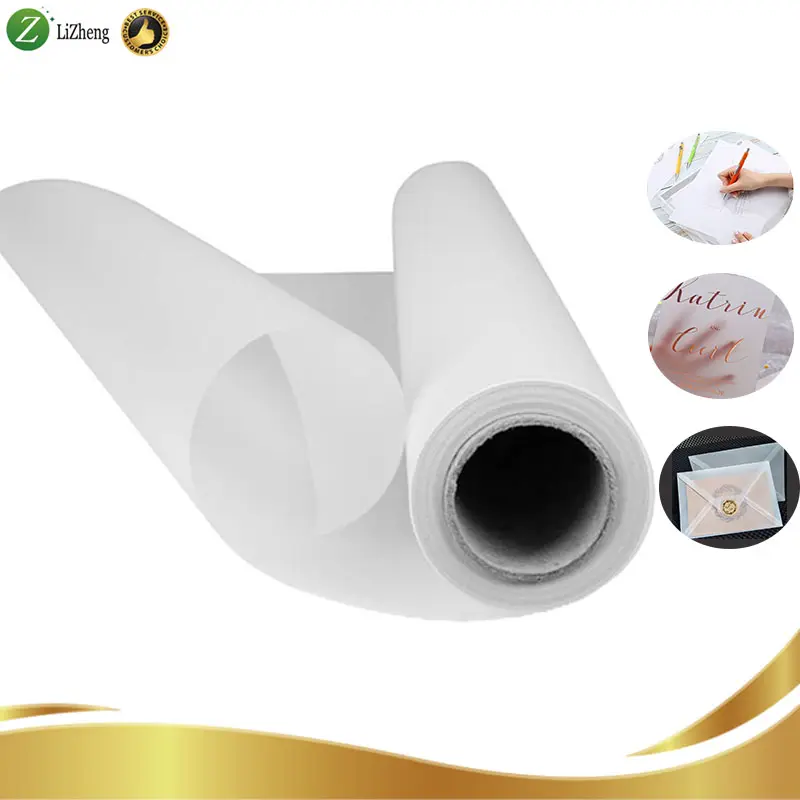 Lizheng custom inkekjet carbon transparent tracing paper vellum paper envelope tracing paper roll