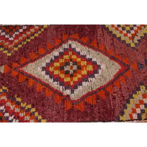 Tapis 3x11,1 pieds, tapis Herki vintage, tapis oriental turc en laine rouge - Product Image 5