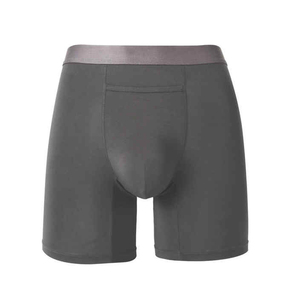 High Quality Plain Color Mens <b>Boxer</b> Briefs Comfort Fit Soft Stretch Fabric Mid Rise <b>Long</b> <b>Leg</b> Underwear for Men - Product Image 4